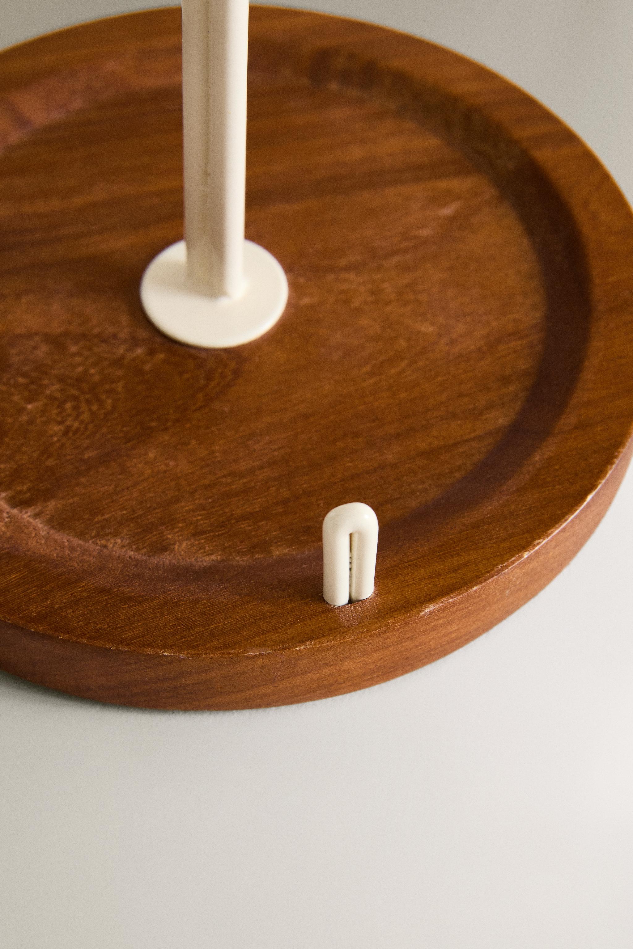 IRON AND WOOD KITCHEN ROLL HOLDER